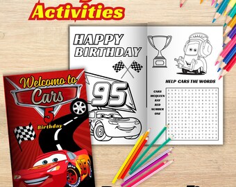 Editable Rayo McQueen Coloring Book, Cars Birthday Party (Digital File) C12