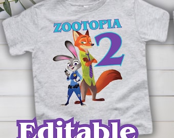 Design per maglietta di compleanno della polizia di Animal City, Metropolis Party modificabile (file digitale) Z72