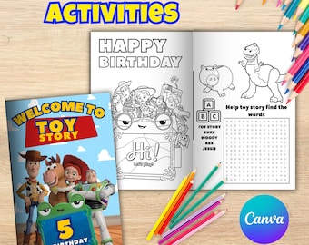 Editable Toy Story Coloring Book with Activities (Digital File) T22