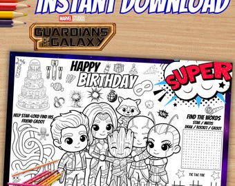 Mantel individual para colorear de Guardianes de la Galaxia (Descarga instantánea) - G82