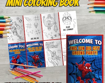 Minilibro para colorear de Spiderman, actividad infantil, regalo de fiesta (descarga instantánea) SP14
