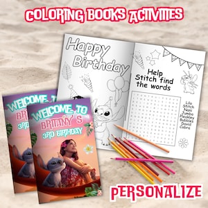 Editable lilo and stitch mini coloing book with activities, Lilo and stitch Coloring book, Digital Printable | EDITABLE DIGITAL FILE LS05