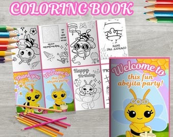 Libro para colorear de abejas, actividad para fiestas infantiles, plantilla plegable (descarga en PDF) B64