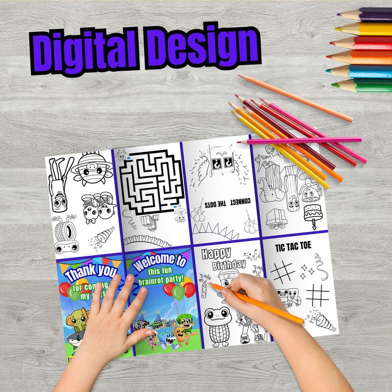 Brainrot Math Coloring Little Brainrot Coloring Book, Brainrot Mini Party Edition (instant ...