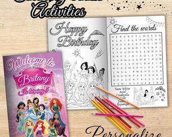 Editable Princess Birthday Coloring Book, Disney Activity (Digital File) P31