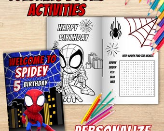 Editable Spidey Coloring Book with Activities (Digital File)