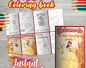 Bella Coloring Book, Beauty and the Best Mini Party Edition (Digital File, PDF/JPG)  - B126