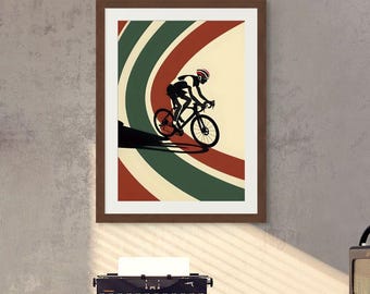 Retro Cycling Poster – Dynamic Cyclist Vintage Wall Art (Digital Download)