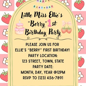 Berry First Birthday Invitation Template