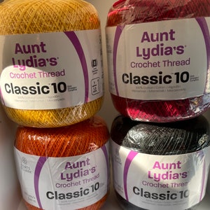 Crochet thread classic 10 Aunt Lydia’s Cotton yarn  select color Crochet thread Crochet yarn  Cotton yarn 350 yards