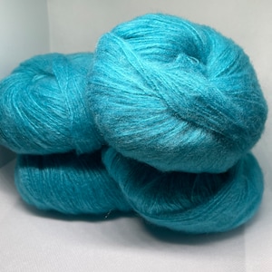 4 pack skeins lot Mohair-yarn- 60 mohair-  40 Acrylic 80 m length turquoise