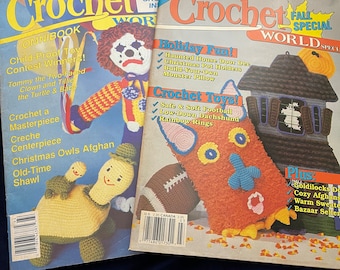 Vintage Crochet World magazine set of 2  Winter 1986  and Fall 1991. 2 magazines please look at photo for more specific details