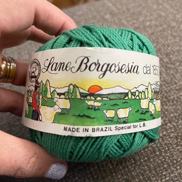 Lane Borgosesia Yarn Cotton  dal 1850 - vintage new old Stock. Cotton crochet knitting made in Brazil Irish green
