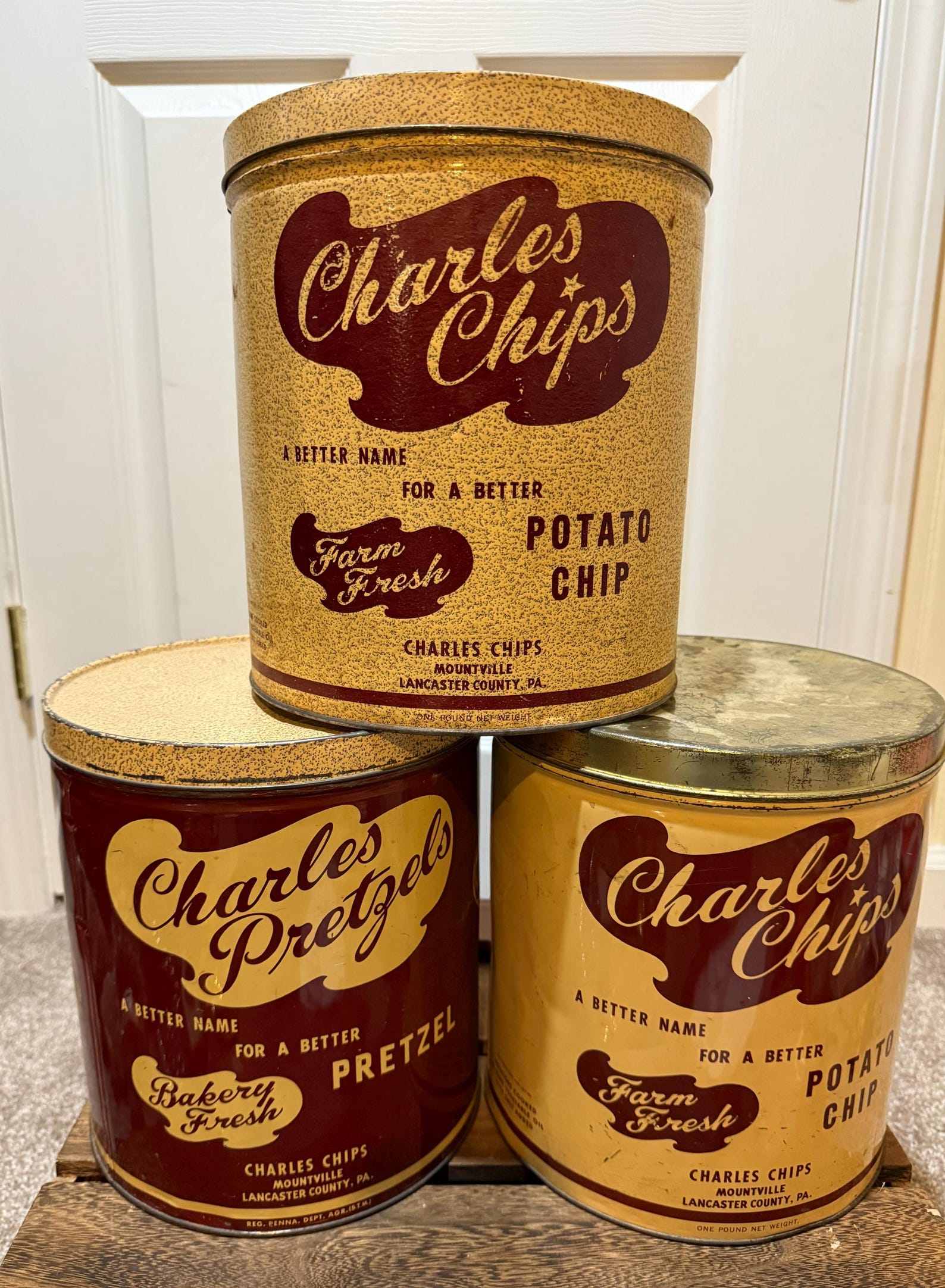 Charles Chips Potato Chip Tin Vintage the Burgundy is Available. Only ...