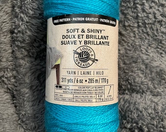 Aqua loops and thread soft and shiny Primary fiber: Acrylic Loops & Threads Soft and Shiny  Color Aqua  6 oz  311 yards