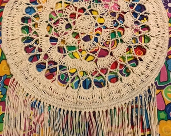 Wall decor one of a kind Dreamcatcher, Boho Chic Decoration, Bohemian Wall Hanging, Wall Art, Boho Nursery Decoration, crochet decoration