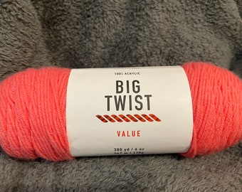 Big twist value Yarn premium acrylic yarn in color  Watermelon 4 medium weight yarn no pet smoke home 380 yards