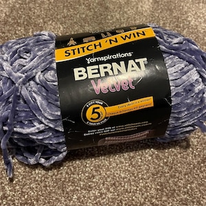 Bernat velvet yarn in color violet