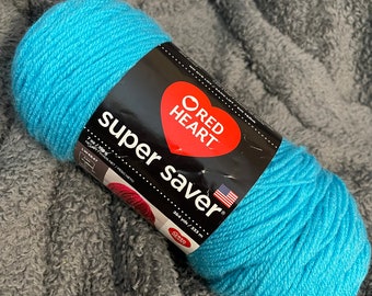 Yarn- red heart super saver- color Turqua- 364 yrds- ready to ship- non smoke/pet home 7 0z skein