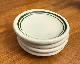 Antique Butter Pat, Green Lined Restaurant Ware
