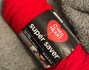 Yarn- red heart super saver- color Cherry Red 364 yrds- ready to ship- non smoke/pet home 7 0z skein