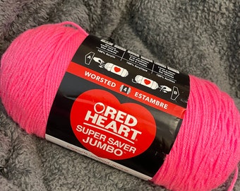 Yarn- red heart super saver Jumbo- color Pretty in Pink 744 yrds- ready to ship- non smoke/pet home 14 0z skein