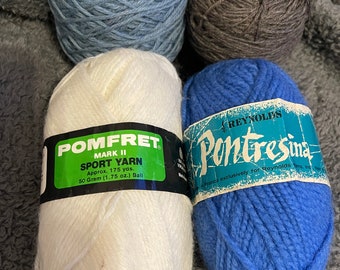 Destash yarn -Reynolds pontresina wool- pomfret wool plus 2 partial skeins in gorgeous combo destash Lot of 4 . Ready for your creativity