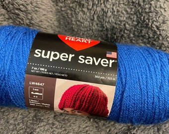 Yarn- red heart super saver- color Blue 364 yrds- ready to ship- non smoke/pet home 7 0z skein