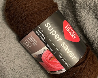 Yarn- red heart super saver- color Coffee 364 yrds- ready to ship- non smoke/pet home 7 0z skein
