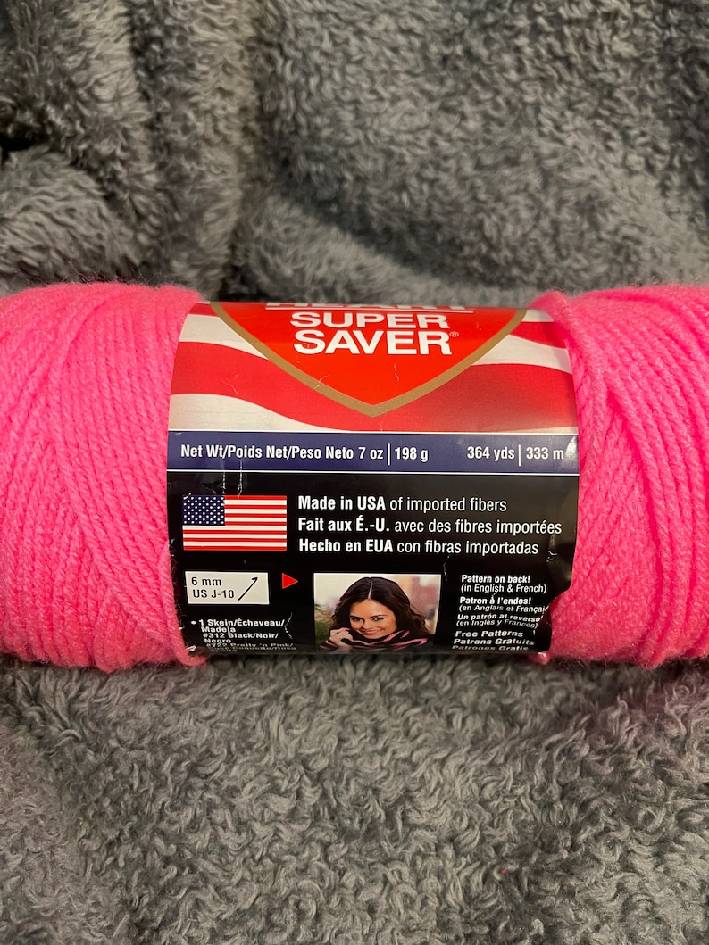 Yarn red heart super saver color Pretty in Pink 364 yrds ready to ship non smoke/pet home 7 0z skein image 2