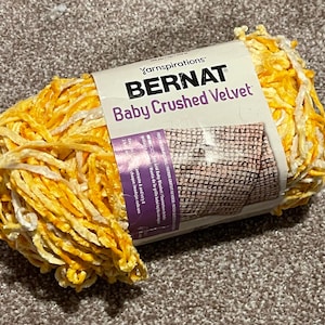Bernat velvet yarn in color soft scramble