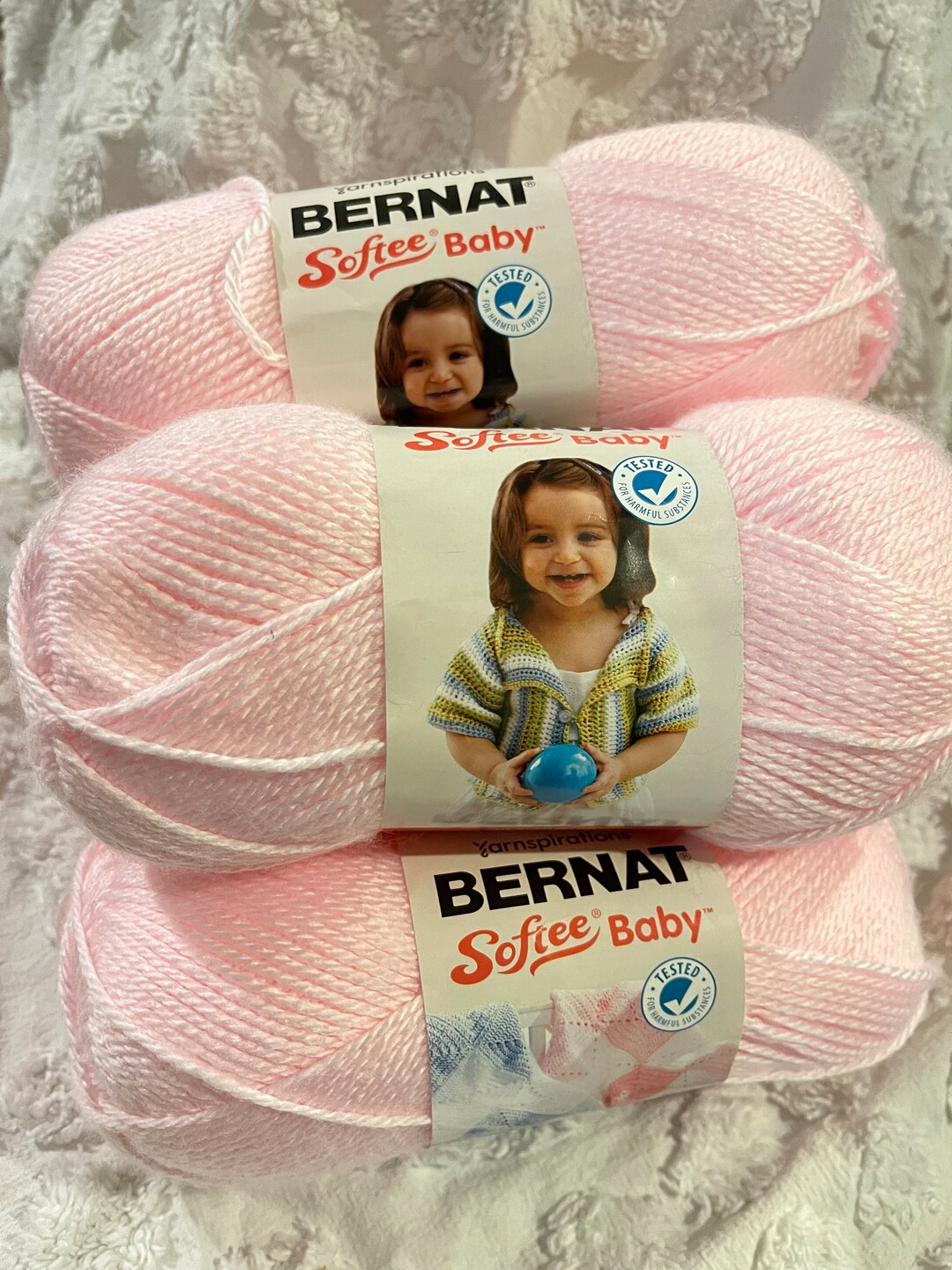Bernat Softee Baby Yarn - 5 Oz Skein, Light Weight #3, Pink | Oeko-Tex Certified, Machine Washable