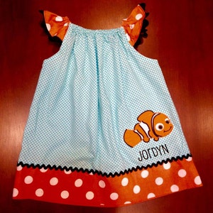 Orange Fish Girls Flutter Sleeve Dress