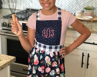 Girls Monogrammed Apron