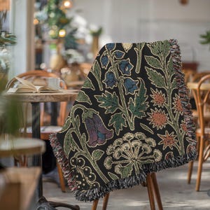 Poisonous Plants Witchy Blanket Nightshade Deadly Nightshade Datura Moonflower Devils Trumpet Hemlock Foxglove Aconite Woven Goth Tapestry image 4