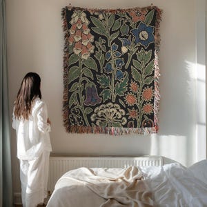 Poisonous Plants Witchy Blanket Nightshade Deadly Nightshade Datura Moonflower Devils Trumpet Hemlock Foxglove Aconite Woven Goth Tapestry image 5