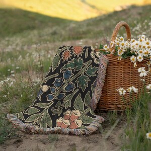 Poisonous Plants Witchy Blanket Nightshade Deadly Nightshade Datura Moonflower Devils Trumpet Hemlock Foxglove Aconite Woven Goth Tapestry image 8