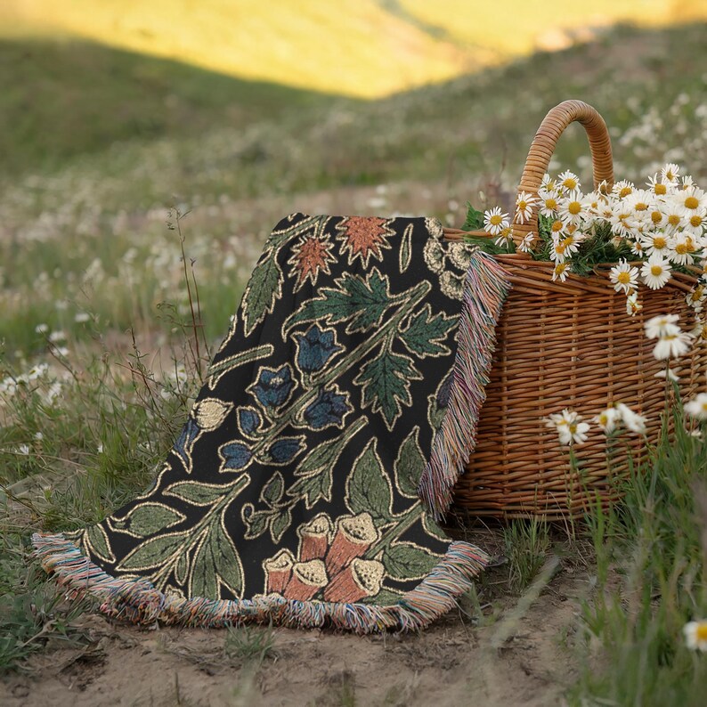 Poisonous Plants Witchy Blanket Nightshade Deadly Nightshade Datura Moonflower Devils Trumpet Hemlock Foxglove Aconite Woven Goth Tapestry image 8