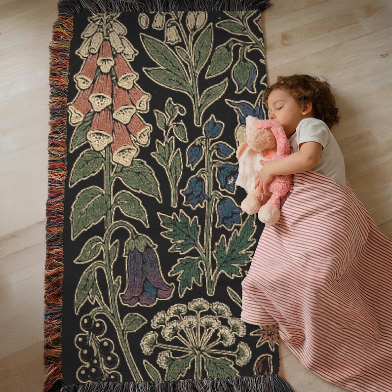 Poisonous Plants Witchy Blanket Nightshade Deadly Nightshade Datura Moonflower Devils Trumpet Hemlock Foxglove Aconite Woven Goth Tapestry image 7