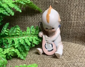 Bisque Ardalt Kewpie Doll Playing Mandolin #6490C, Japan Vintage