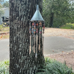 Wind  Chimes made from funnel and vintage silverware.
