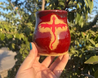 Handmade Pottery Dragon Handless Mug