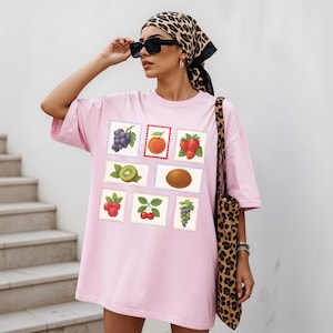 Mixed Fruit Stamp Shirt, Fruits Graphic Tee, Retro Label Shirt, Summer Fruit, Farmers Market Tee, Girly Graphic Top, Cottagecore Aesthetic