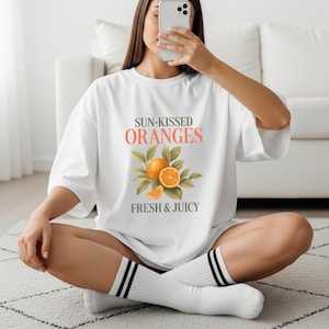 Orange Fruit Shirt, Fruits Graphic Tee, Retro Label Shirt, Summer Fruit Shirt, Farmers Market Tee, Girly Graphic Top, Cottagecore Aesthetic