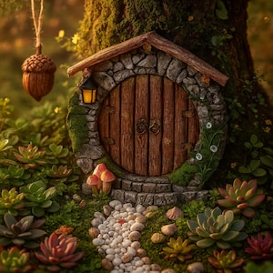 Miniature Fairy Gnome Door for Garden Tree |  Fairy door for tree| Outdoor Yard Art Sculpture | Outdoor Decor | Home Decor Gift