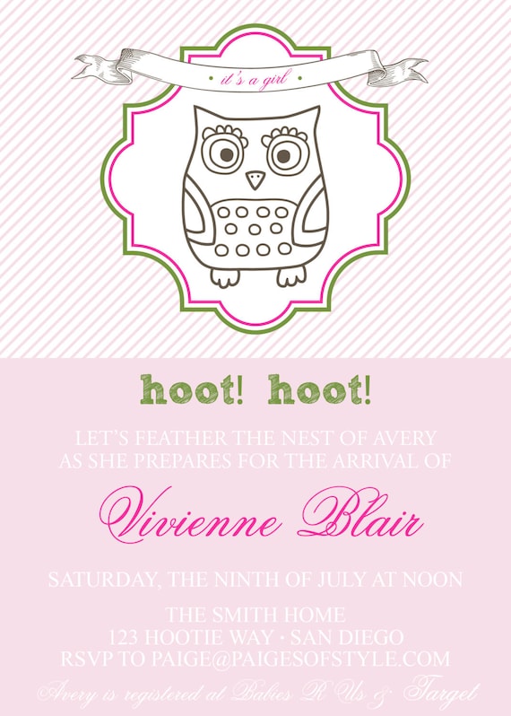 Items similar to Printable Modern Owl Baby Shower Invitation on Etsy