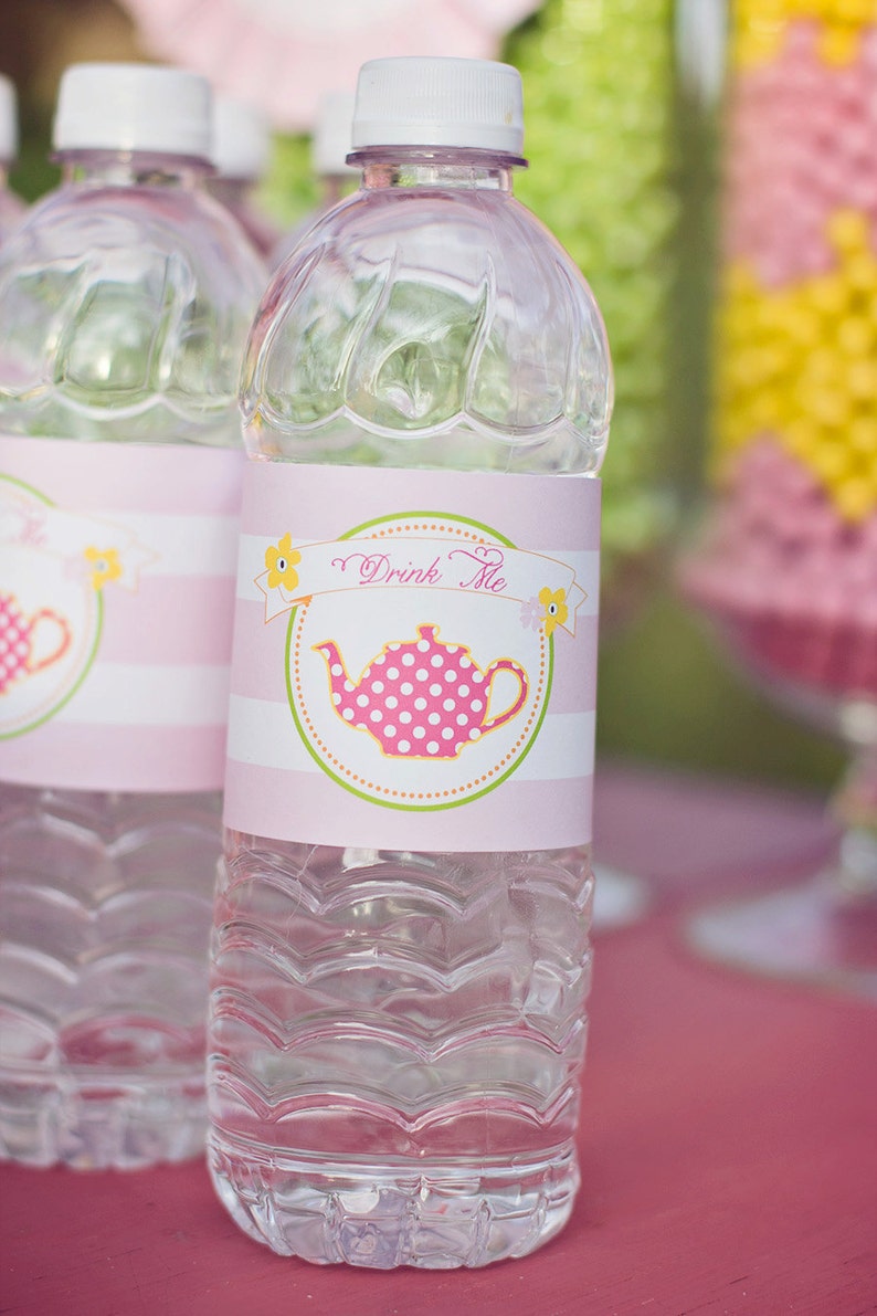 DIY Printable Water Bottle Labels Garden Tea Party | Etsy