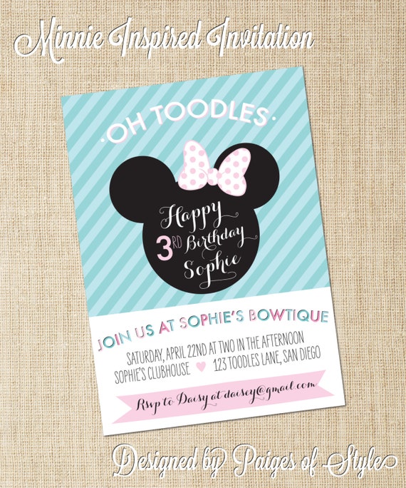 Items similar to Minnie Mouse Birthday Invitation ...