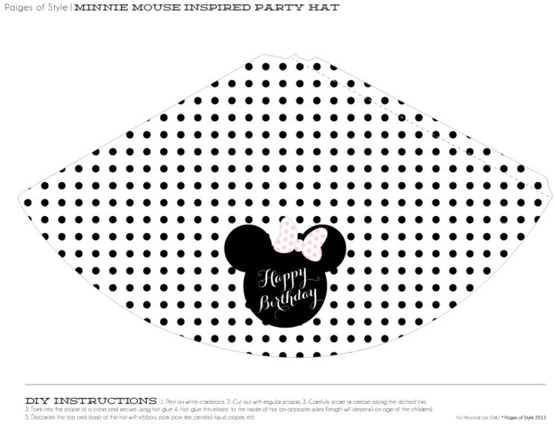 Minnie Mouse Party Hat Printable | Etsy