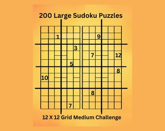 Large Print 12x12 Sudoku Puzzle Book for Adults - Paperback - 200 Medium Puzzles